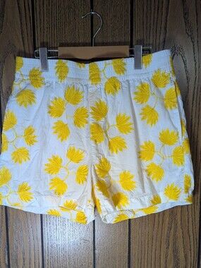 Mens ASOS White Shorts With Yellow Embroidery Flowers Like New Condition